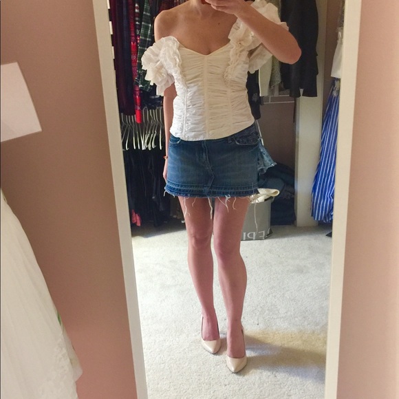 bebe Tops - Bebe White Ruffle Sleeve Corset Top XS